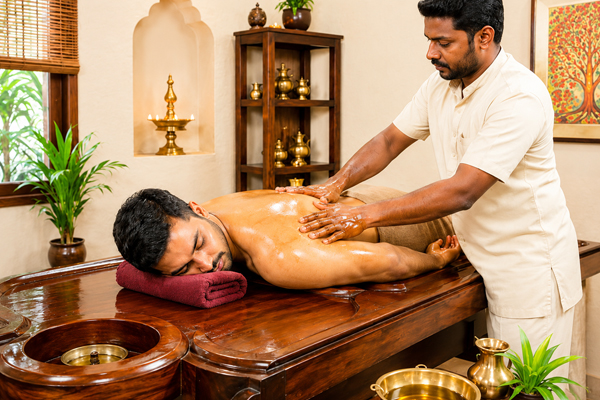 Abhyangam Ayurvedic oil massage therapy at AVP Research Foundation